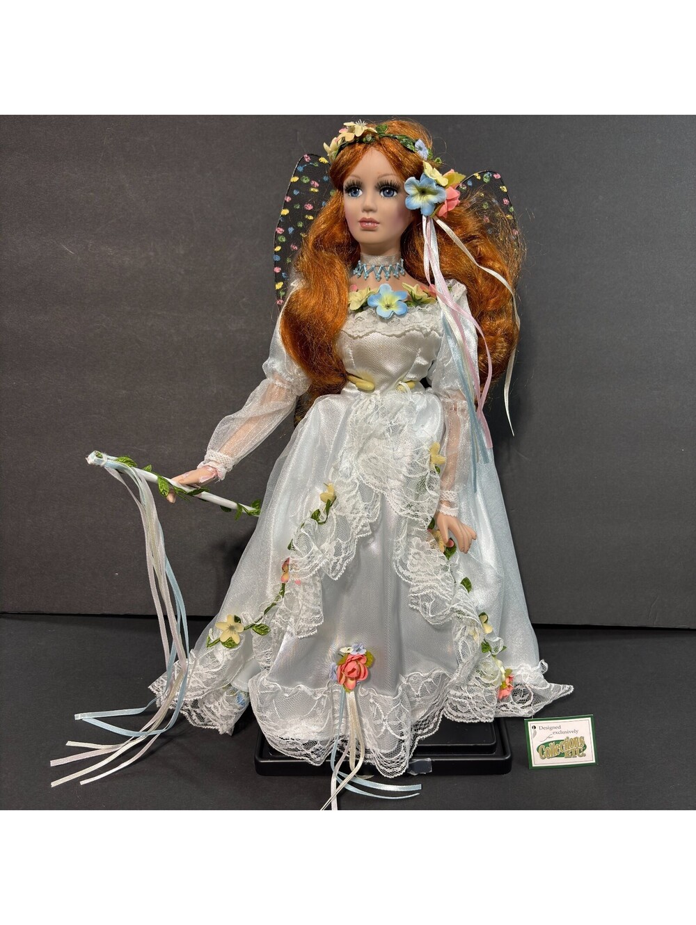 The Heritage Signature Butterfly Porcelain Doll 17" with Stand